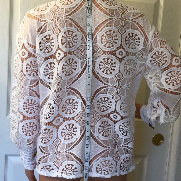 Lace Collared Jacket Button Sleeves and elastic waist Short Set Size Small - Picture 10 of 12